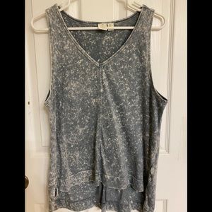 Tropez West Gray Blue Cotton-Blend Sexy Tank Top Hi Lo Hem Cotton-blend Size XL